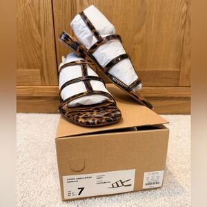 NWT J. Crew Caged Ankle-Strap Sandals in Leopard, size 7